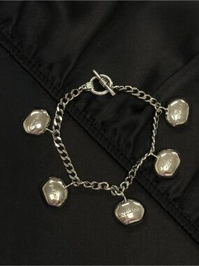 Rare Vintage Cerruti Image Silver-Tone Inspirational Word Charm Bracelet